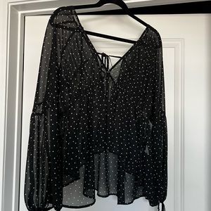 For Love & Lemons Top black with Polk a dots